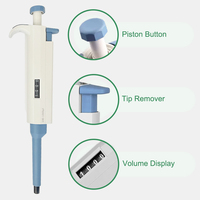 Pipette de transfert en plastique de laboratoire Pipette mécanique à canal unique Pipette manuelle réglable