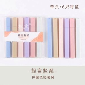 Surligneurs en gros OEM personnalisés, mignons, 6 couleurs pastel Morandi, pointe oblique, pour usage promotionnel en vrac - Product Image 6