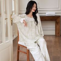 Pyjamas en coton nuage de haute qualité pour femmes de grande taille joli motif floral imprimé chemises de nuit printemps et automne vêtements de nuit