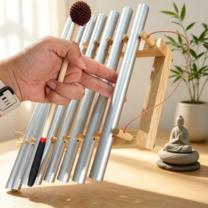 Wholesale 8‑Note Aluminum Sound <b>Chime</b> Bar Wooden Frame Hand‑held <b>Wind</b> <b>Chime</b> Sound Healing Therapy Percussion Instrument - Product Image 3