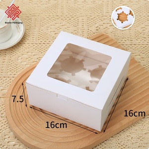 Baoren Sẵn Sàng Để Tàu mafen <span class=keywords><strong>Cupcakes</strong></span> Nướng Dim Sum Hộp Với Cửa Sổ 2 4 6 12 Miếng Màu Trắng Trong Suốt Mini Bánh Kraft Hộp Giấy - Product Image 3