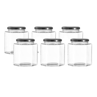 Pot en verre hexagonal pour miel, scellé pour un accès facile, idéal pour la confiture, pot décoratif transparent avec couvercle en bambou