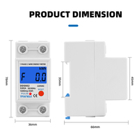 Medidor de energía monofásico con retroiluminación Digital LCD de carril Din, medidor de consumo de energía en kWh, vatímetro electrónico AC 220V 120V 80A, reinicio