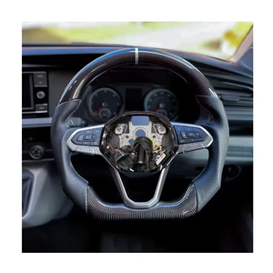 พวงมาลัยรถอุปกรณ์เสริมสำหรับ VW Golf 8 GTI พวงมาลัยคาร์บอนไฟเบอร์หนังเจาะรู - Product Image 1