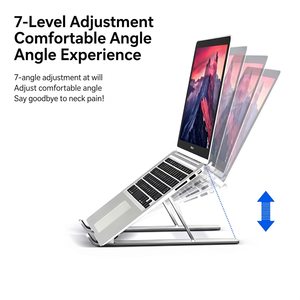 Support pour ordinateur portable en aluminium réglable, pliable, portable, support de refroidissement multi-angles pour bureau, maison et usage domestique - Product Image 1