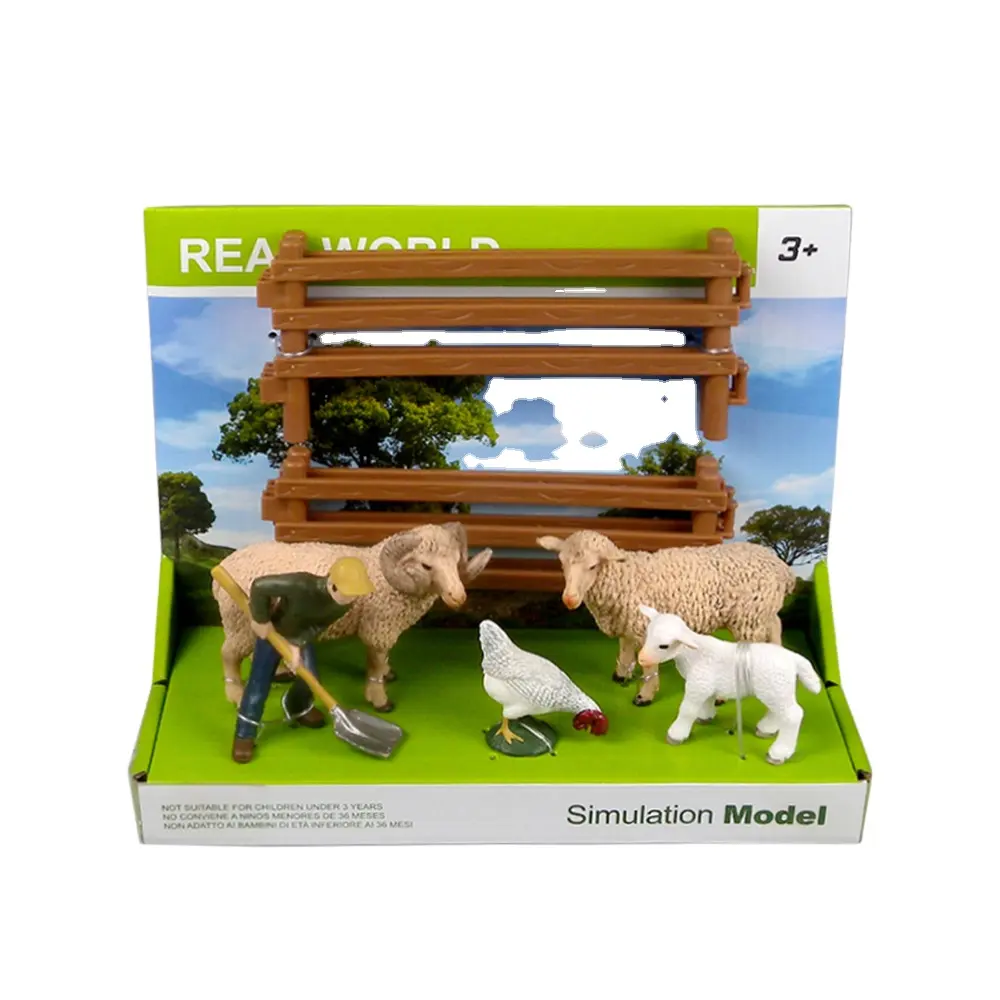 Animal de fazenda realista, conjunto de brinquedo de modelo de ovelha de plástico