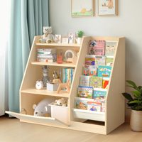 Armoire scolaire de rangement et d'affichage Tiroir pour bébé caché en bois Étagère pour enfants à 2 niveaux et armoire de rangement pour livres