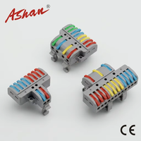 ASHAN LT-2-8 Connecteur rapide multifonction 2 entrées 8 sorties, bornier à pression avec pieds, contact en cuivre pour éclairage LED
