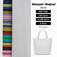 Tissu Ripstop en Nylon Noir à Mailles, Imperméable, Coupe-Vent, Poids Moyen, Enduit PU, Utilisation Extérieure
