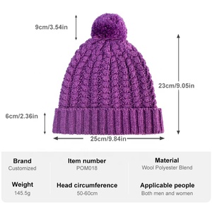 Knitted <strong>Woolly</strong> Fashionable Unisex Beanie No Logo Fur Pom Pom <strong>Hats</strong> Character Slouchy Custom Distress Winter Beach <strong>Hats</strong> - Product Image 3