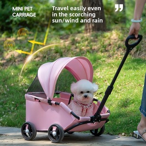 Breathable Lightweight <b>Foldable</b> Pet <b>Trolley</b> 4 Wheels Small Dog Cat Carrier Stroller Factory Direct Wholesale - Product Image 4