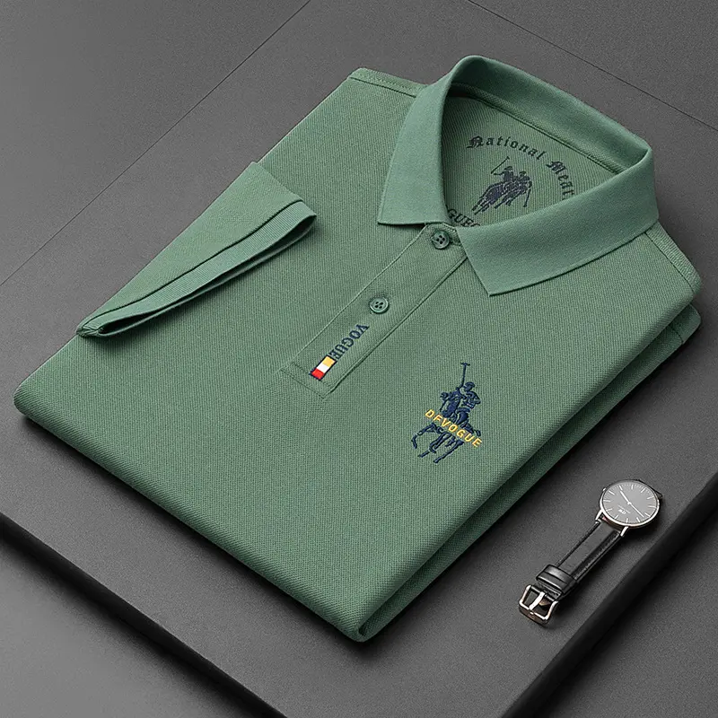 100% pamuk erkek boş Golf Polo T shirt işlemeli düz kısa kollu rahat Polo gömlekler