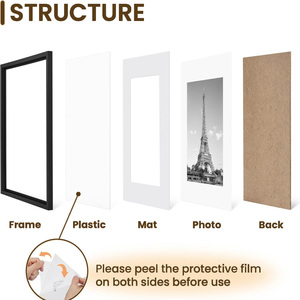 11x14 5-Piece Plastic Photo <strong>Frame</strong> Set Shatterproof HD Glass Panel Double Floating Mat Wall Hanging Picture <strong>Frame</strong> for Home - Product Image 4