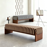 Bancs modernes en bois massif, banc de chambre, banc de salon, tabouret et ottoman pour la maison, banc d'entrée avec rangement pour chaussures en tissu