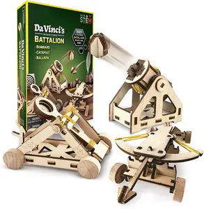 Набор для творчества, машинка для запуска баллистики и стрельбы, Деревянный 3D пазл 3 в 1, деревянные головоломки для детей