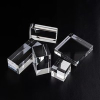 Cube de cristal gravé en 3D, socle rectangulaire en verre transparent blanc K9, présentoir avec emballage cadeau pour cadeaux d'affaires