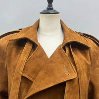 Neu Eingetroffener Maxi-Längen-Trenchcoat aus Wildleder – Hochwertige Modische Lederjacken