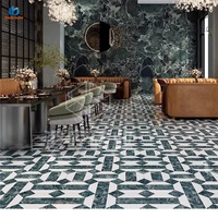 Carrelage en porcelaine noir mat à motif étoile blanche 800x800mm, motif géométrique, antidérapant, moderne, pour hall d'entrée et salon de luxe