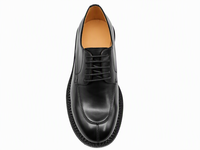 Chaussures Richelieu en cuir véritable noir pour hommes, à lacets, bout rond, bout mocassins, semelle confortable en caoutchouc, pour le bureau, les affaires, les mariages