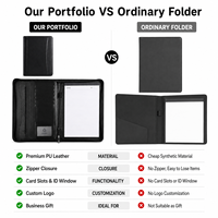 Portafolio de Cuero PU A4 con Cierre y Logotipo Personalizado, Bolsa para Documentos con Ranuras para Tarjetas y Ventana para Identificación, Organizador de Oficina, Venta al Por Mayor