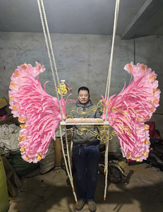 Alas de Ángel de Plumas Doradas y Rosas para Boda, Fondo Rosa, Decoración para Boda, Accesorios para Fotos de Alas de Ángel, Estrella de Cine - Product Image 4