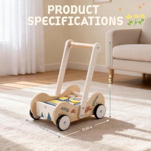 <b>Wooden</b> Sit-to-Stand Learning Walker <b>Toy</b> Outdoor Activity Walker <b>for</b> Baby - Product Image 4