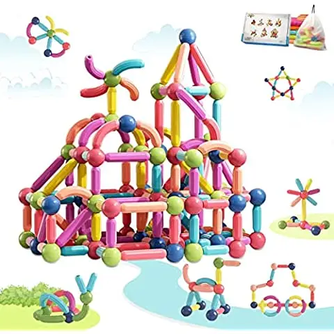 Funny Magnetic Building Tiles for Kids 130pcs magnetic sticks Learning Magnets for Toddlers-building toys Stem Toys