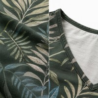 Gaun Midi Wanita 100% Katun Grosir, Model Trapeze Santai, Cetak Grafis Botani, Musim Semi Musim Panas, Vancouver, Ramah Lingkungan, Hutan Hujan, Kasual