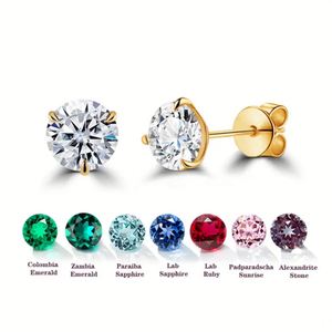 Boucles d'oreilles en or 14K 18K personnalisées à 3 griffes avec diamants de laboratoire certifiés IGI de 0,5 carat, 1 carat, 2 carats, 3 carats pour femmes et hommes - Product Image 3
