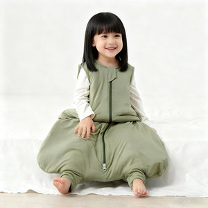 OEM organik bambu bebek giyilebilir kundak battaniyesi uyku çantası battaniye kolsuz yürümeye başlayan uyku çantası 2 yönlü fermuar bebek uyku tulumu - Product Image 1