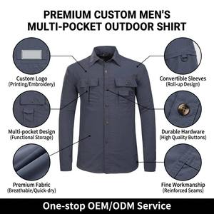 Camicia da Pesca per Uomo Taglie Forti, Manica Lunga, <span class=keywords><strong>Schiena</strong></span> in Rete Ventilata, UPF50+, Asciugatura Rapida, Logo Personalizzato, Impermeabile, Abbigliamento da Lavoro Outdoor - Product Image 3