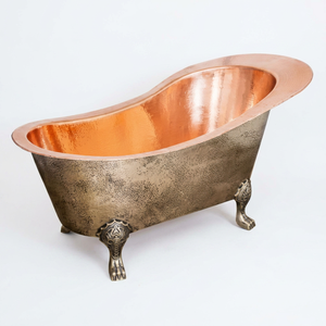 Bañera Ovalada Independiente de Cobre con Patas de Gato, Bañera Decorativa para Villa, Hotel, Baño - Product Image 1