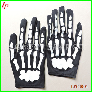Guantes de esqueleto de Halloween con diseño de huesos de mano impresos, para uso en exteriores, tela de poliéster, invierno 2022 LPCG001 - Product Image 1