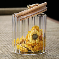 Pot de conservation hermétique en verre borosilicate soufflé à la main avec anneau en silicone torsadé en cuivre et couvercle en bambou, récipient alimentaire chauffable pour le thé