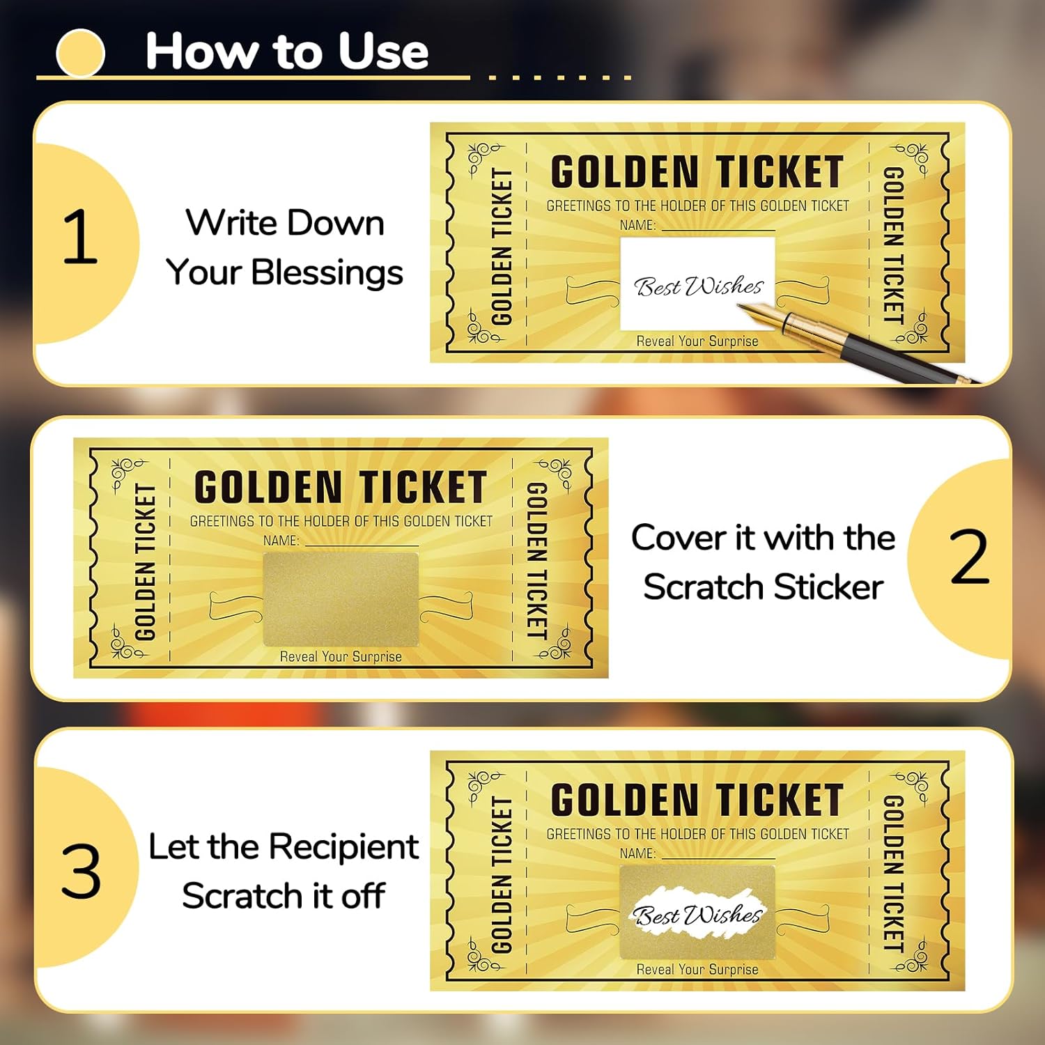 Golden Ticket Card - Scratch off Fun for Weddings & Events