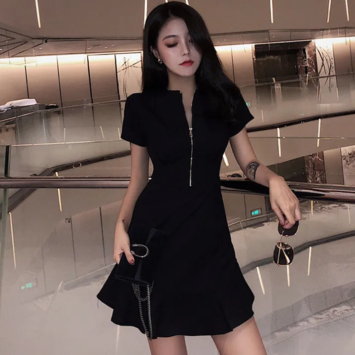 Shop Our New Fashion Women's Zipper O-Neck Ruffles Dress