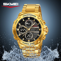 Shimei Elektronische Uhr für den Außenhandel, multifunktional, trendig, für Herren, digital, leuchtend, 30 m wasserdicht, Edelstahlband