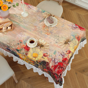 Nuovo Design 2025 <span class=keywords><strong>Tovaglie</strong></span> Riutilizzabili e Lavabili con Bordo in Pizzo Stile Pastorale Francese Effetto Acquerello <span class=keywords><strong>per</strong></span> Decorazione Tavoli - Product Image 6