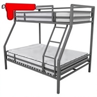 Lit superposé moderne et minimaliste en fer, lits supérieurs/inférieurs, lit double parent-enfant, cadre épaissi, échelle antidérapante, longue barrière de sécurité