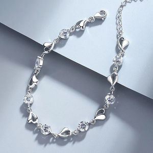 Sıcak satış Trendy gümüş beyaz kalp zarif Charm parti hediyeler sıcak off-the-basın mozanit bilezik bilezik - Product Image 6