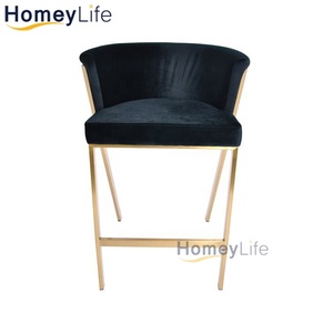 Sang Trọng Hiện Đại Kim Loại Nhung Thanh Phân Cao Trở Lại Bắc Âu Nhà Bếp Truy Cập Phân Cho Nhà Hàng Khách Sạn Ngoài Trời Vàng Giá Rẻ Đồ Nội Thất - Product Image 2