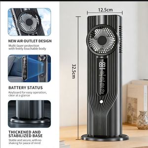 USB Rechargeable Tower Fan with Mist, 6-Speed Brushless Motor, 6H Timer, 32.5cm Portable Desktop Air Cooler for Office Bedroom - Product Image 3