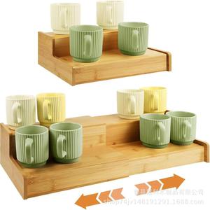 Wooden Double Layer Storage <b>Rack</b> Solid Wood <b>Kitchen</b> Spice <b>Rack</b> Adjustable Mug Holder Countertop Organizer - Product Image 3