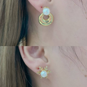 FM-JDE0816 Exquisite Hoop Pearl Studs <strong>Beautiful</strong> <strong>Earring</strong> Winter Style Women's <strong>Earrings</strong> Paved CZ <strong>Bowknot</strong> Pearl <strong>Earrings</strong> Wholesale - Product Image 5