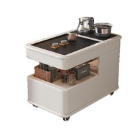 Mesa de Centro Moderna de Madera con Estación de Preparación de Café y Almacenamiento para Sala de Estar - Diseño Compacto, Mueble para el Hogar, Garantía de 3 Años