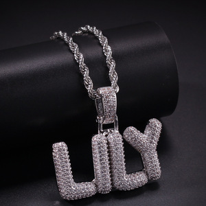 <span class=keywords><strong>Collana</strong></span> personalizzata <span class=keywords><strong>placcato</strong></span> <span class=keywords><strong>oro</strong></span> con lettere a bolle donna e <span class=keywords><strong>uomo</strong></span> stile Hip Hop pendente con zircone e materiale in ottone - Product Image 6