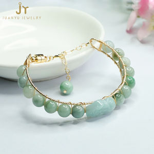 Braccialetto geometrico in pietra naturale all'ingrosso gioielli di moda braccialetti in giadeite intagliati a mano braccialetto a catena e maglia in <span class=keywords><strong>giada</strong></span> <span class=keywords><strong>verde</strong></span> Myanmar - Product Image 2