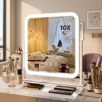 Miroir de maquillage portable à LED avec grossissement 10X, éclairé par LED, pour chambre à coucher, maquillage professionnel