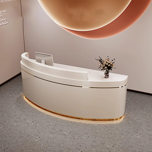 Muebles de spa, mesa de recepción de media luna, mostrador frontal, escritorio de recepción de <span class=keywords><strong>oficina</strong></span> para ideas de salón de uñas - Product Image 5