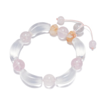 Bracelet en perles de cristaux naturels mélangés, avec breloque tube sculptée à la main, pierre de guérison spirituelle, fait main, cadeau d'anniversaire porte-bonheur